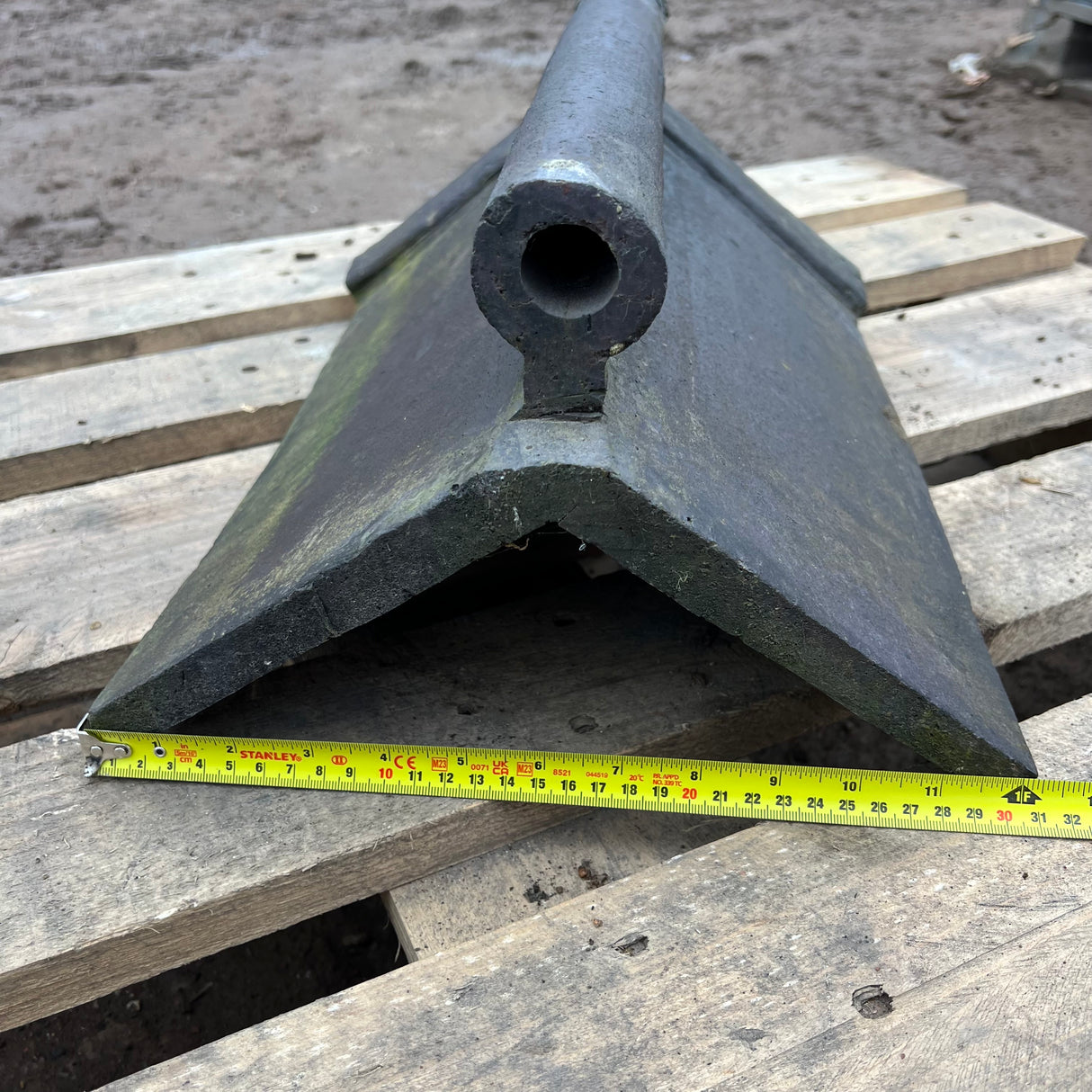 Reclaimed Staffordshire Blue Roll Top Capped Clay Roof Ridge Tile - 100 Degree