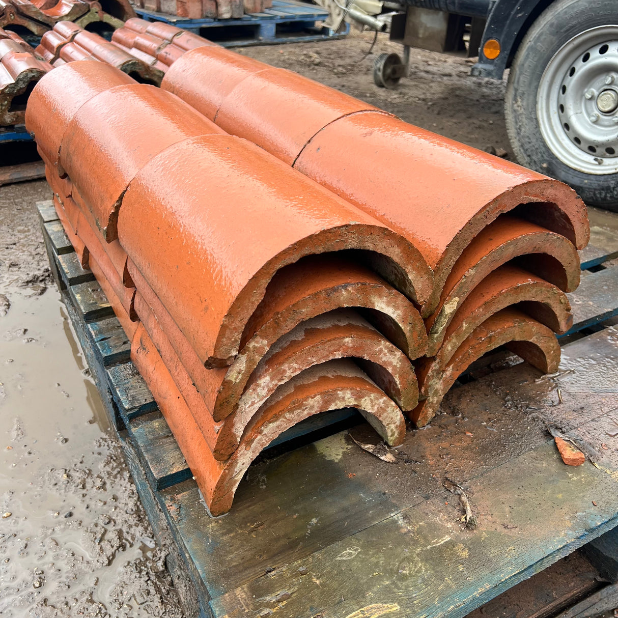 Reclaimed Orange Half Moon Roof Ridge Tiles - Job Lot