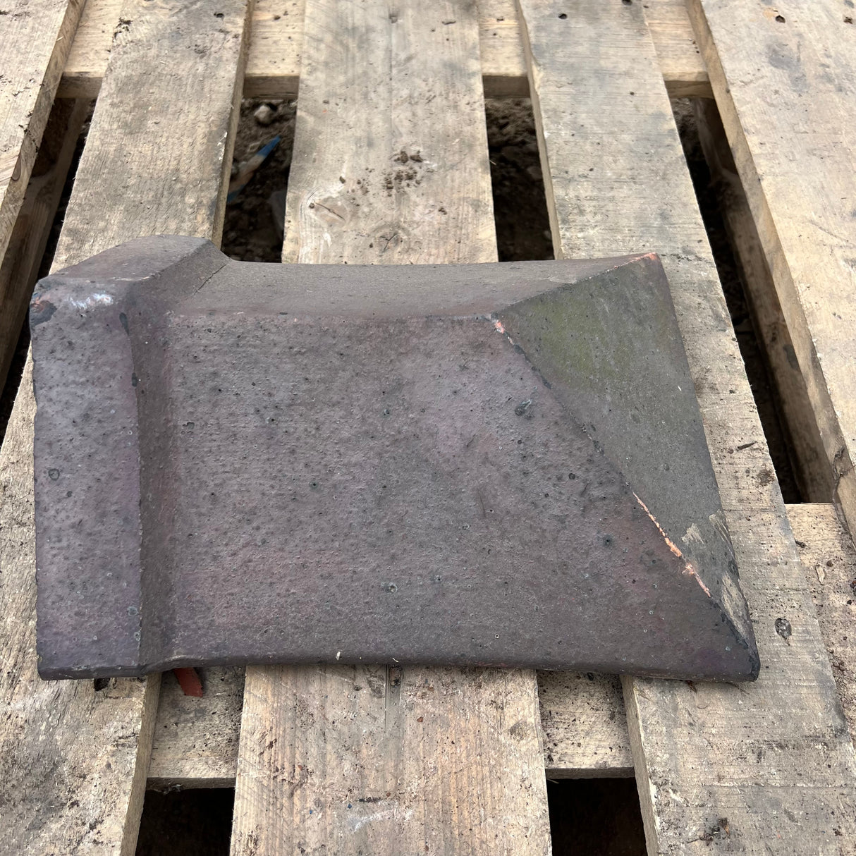 Reclaimed Staffordshire Blue Triangle Roof Ridge Tile Cap End - 105 Degree