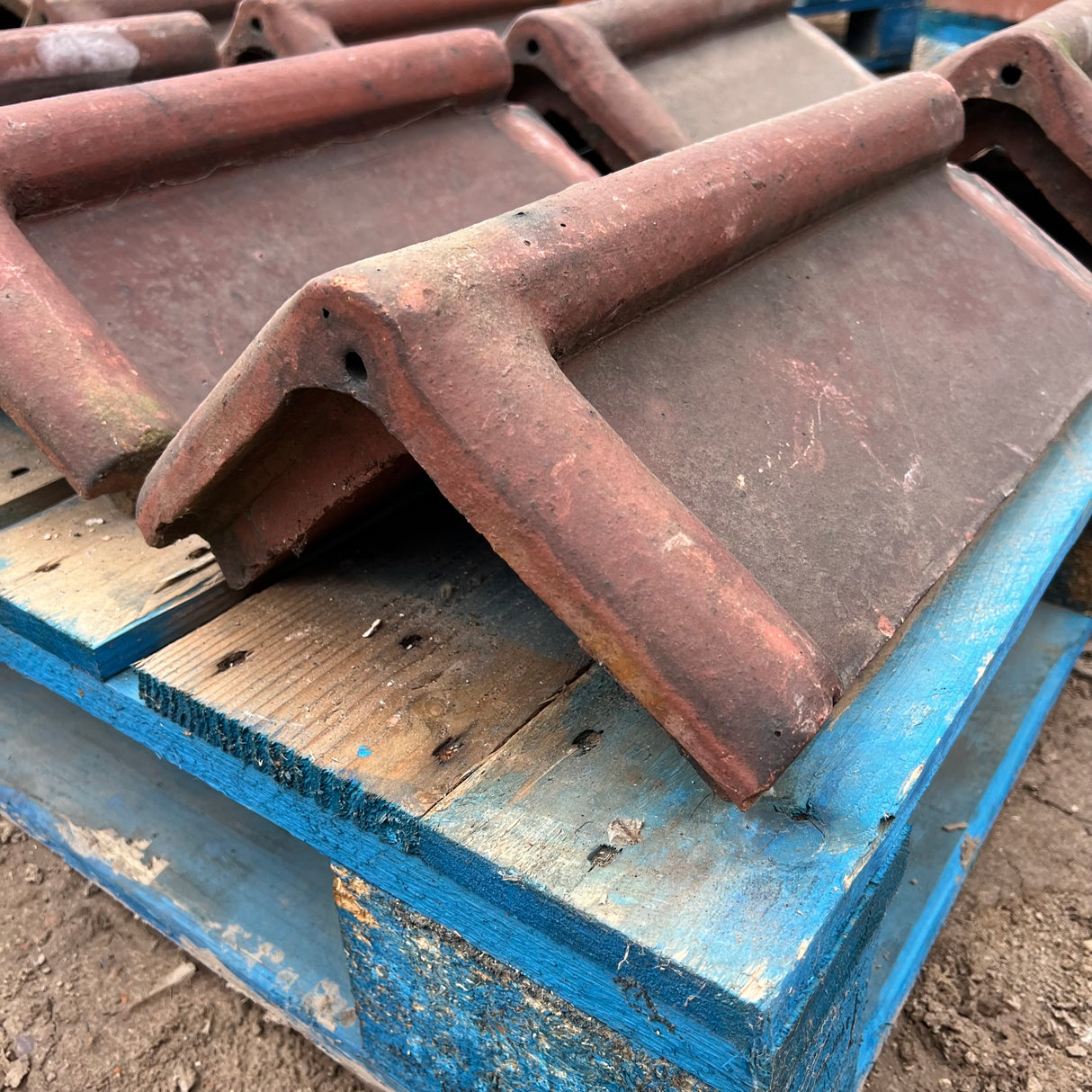 Reclaimed Red Roll Top Capped Ridge Tiles 105 Degree - Job Lot of 8