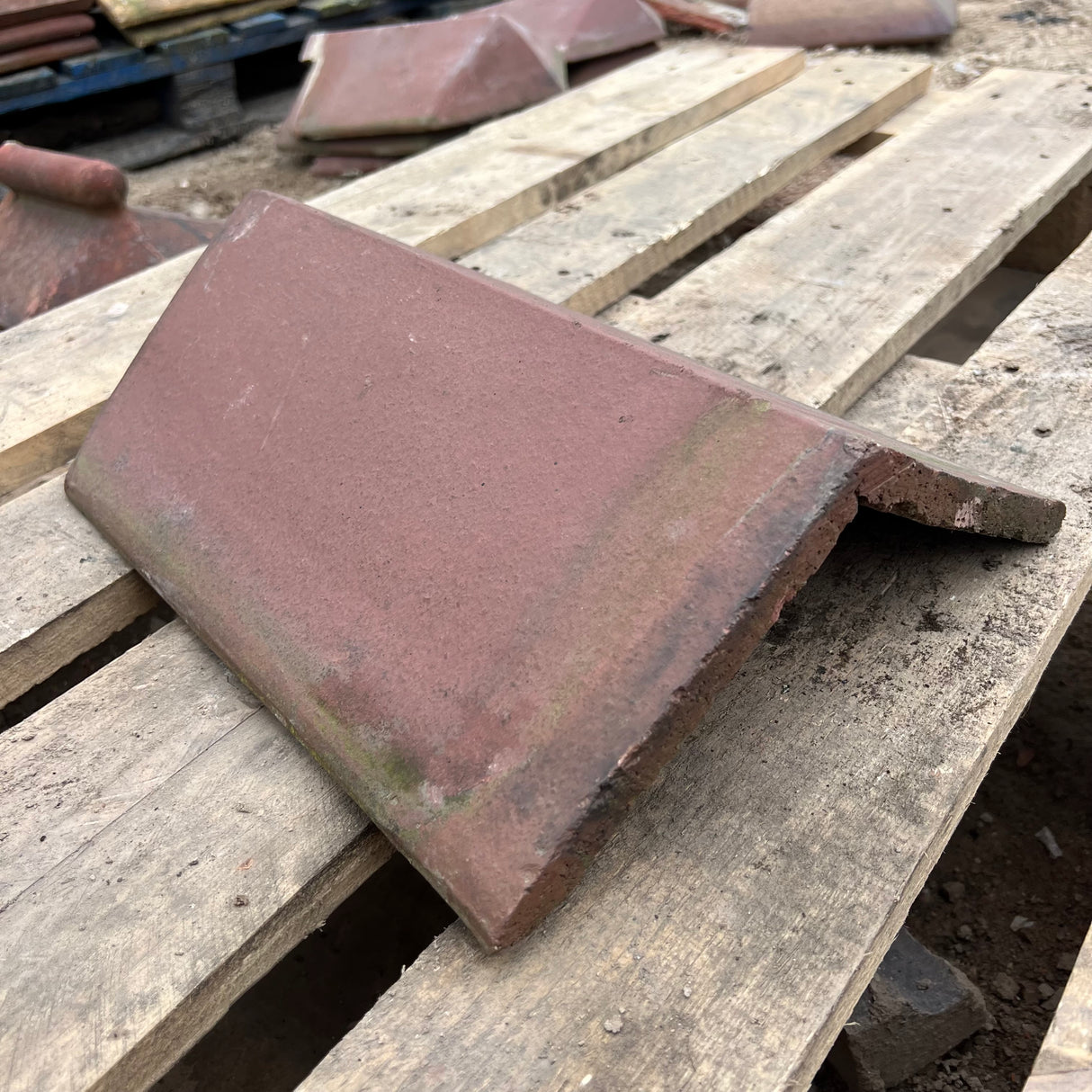 Reclaimed Red Triangle Roof Ridge Tile Cap End - 115 Degrees