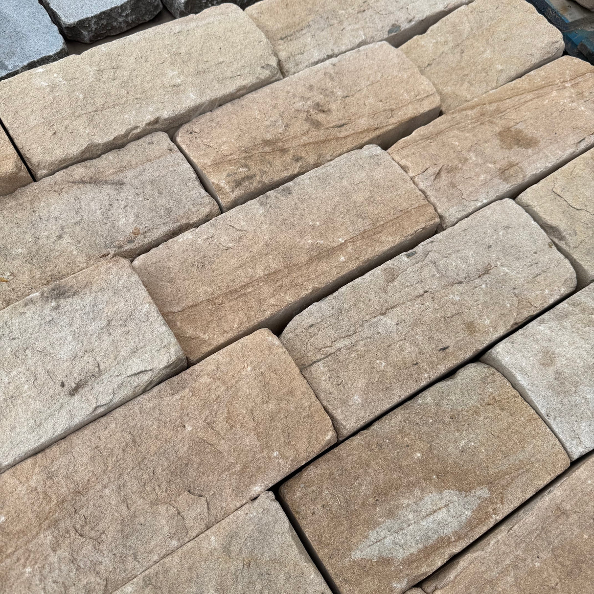 140mm Britannia Buff Tumbled Sandstone Building Stone - Per SQM