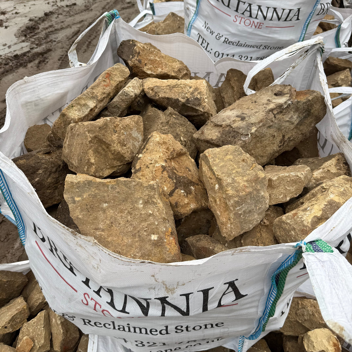 Reclaimed Cream Limestone Walling Stone - Per Bag