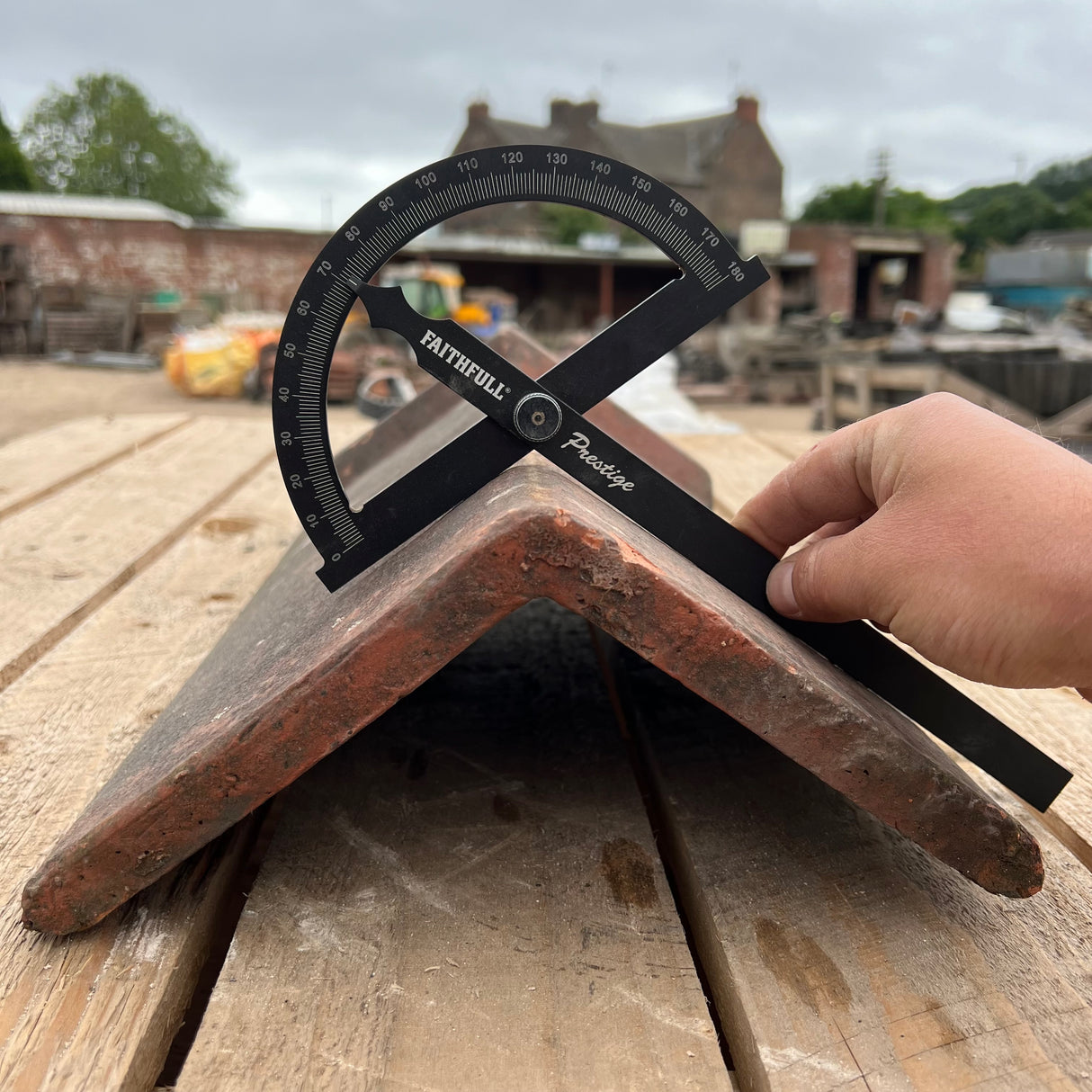 Reclaimed 18" Terracotta Red Triangle Capped Clay Roof Ridge Tile - 110 Degree