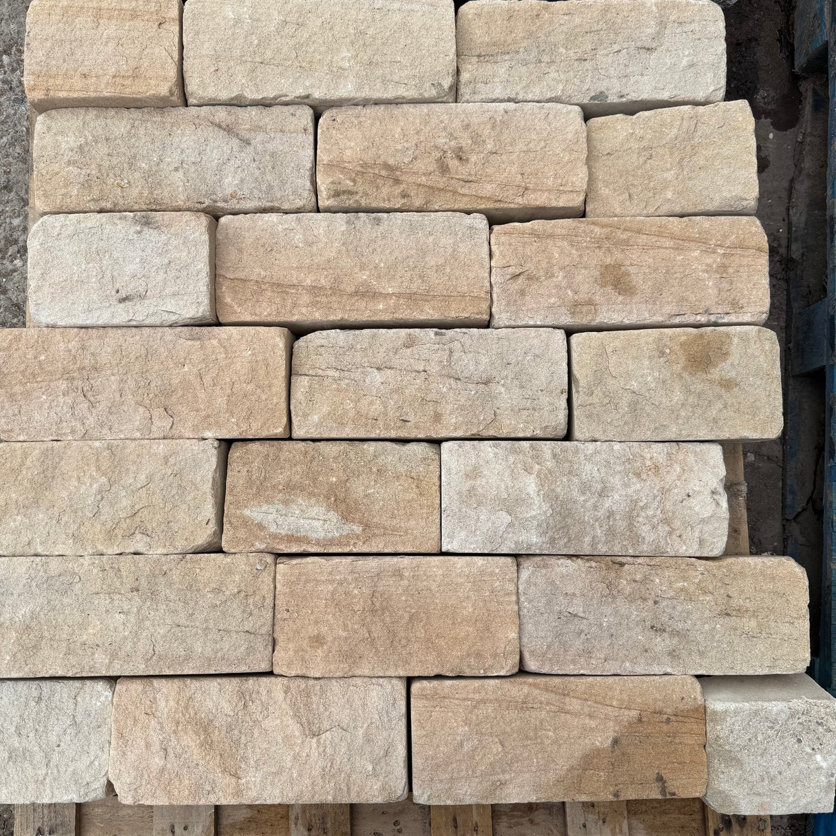 140mm Britannia Buff Tumbled Sandstone Building Stone - Per SQM