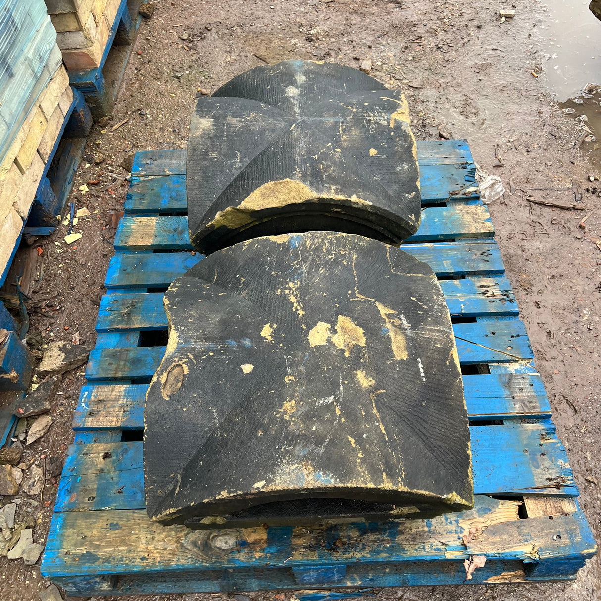 Reclaimed Stone Pier Cap Pair