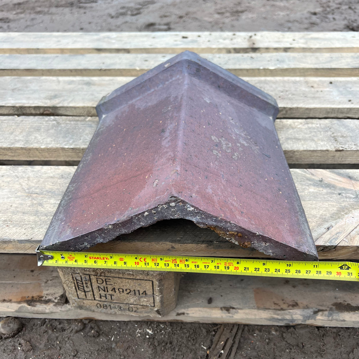 Reclaimed Brindle Blue 12" Triangle Clay Roof Ridge Tile - 125 Degree