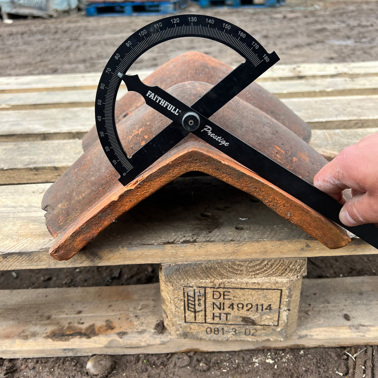 Reclaimed Orange Clay Roof Ridge Tiles - 110 Degree