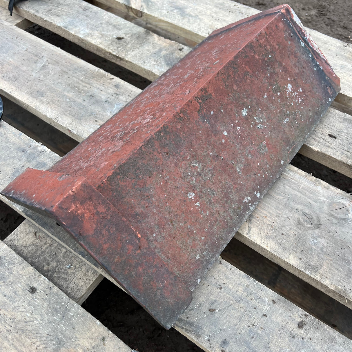 Reclaimed Red Clay Triangle Capped Roof Ridge Tile - 105 Degree