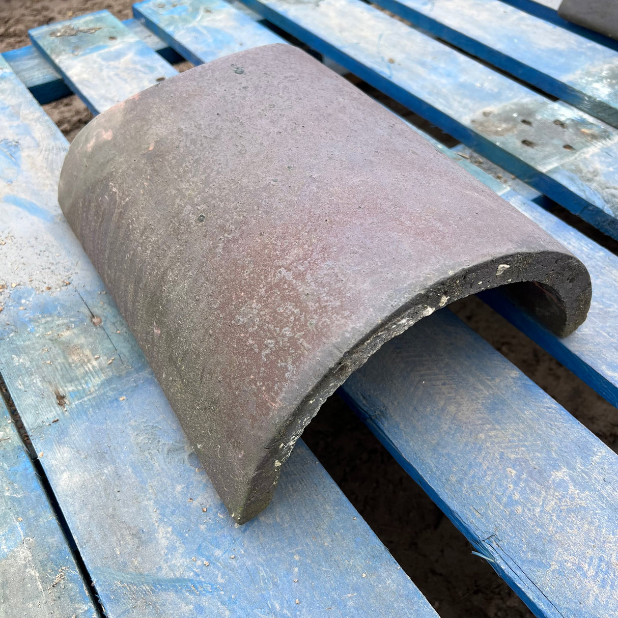 Reclaimed Staffordshire Blue Half Round Roof Ridge Tile Cap End