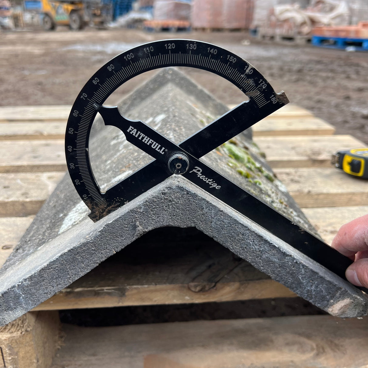 Reclaimed 18" Capped Concrete Grey Roof Ridge Tiles - 110 Degree