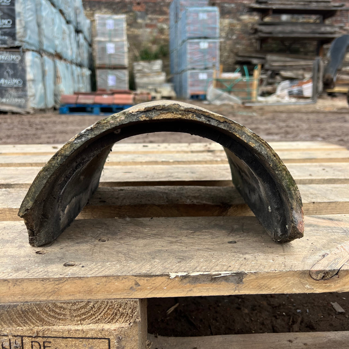 Reclaimed Buff Half Round Clay Roof Ridge Tile