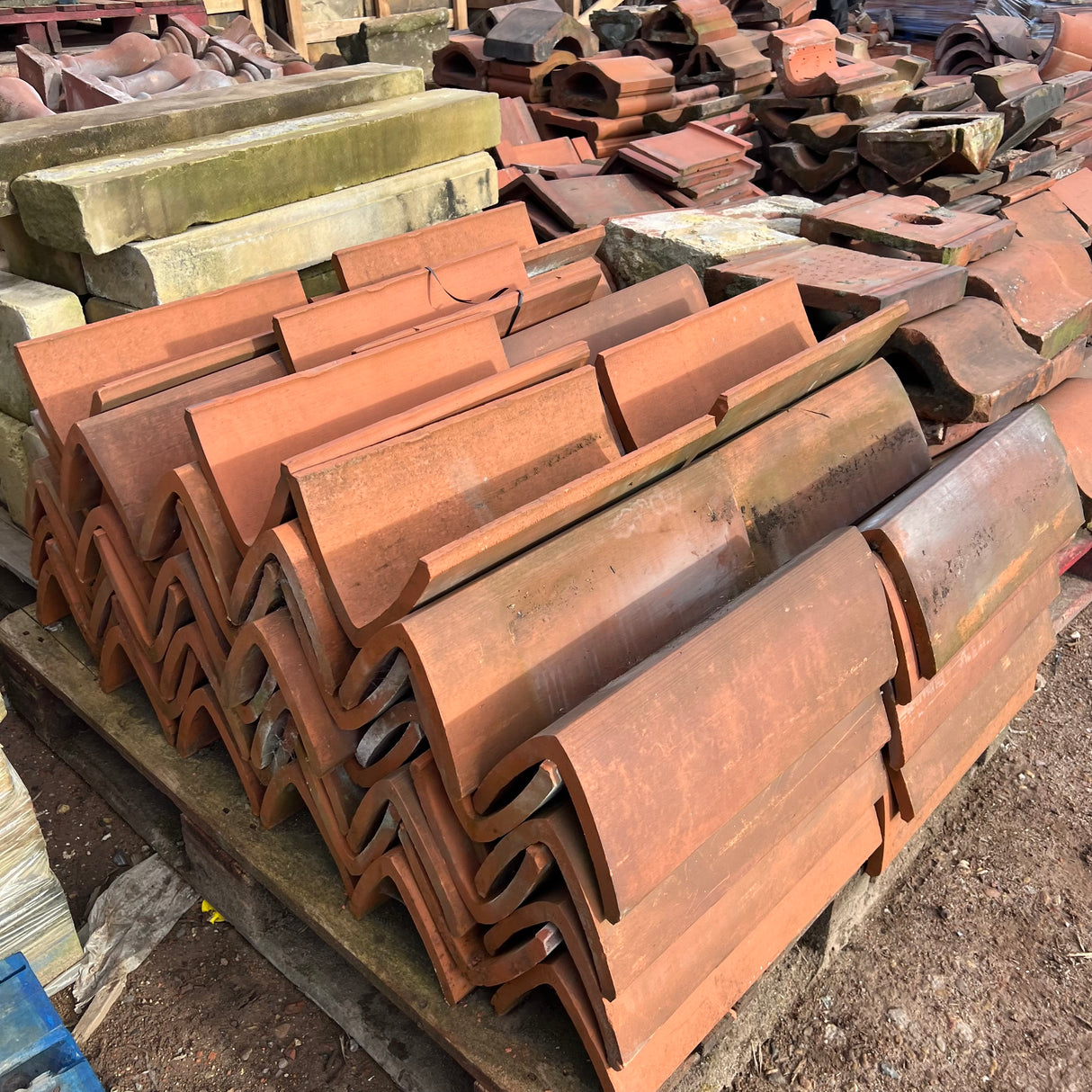 Reclaimed Saddle Back Roof Ridge Tiles - Job Lot of 80