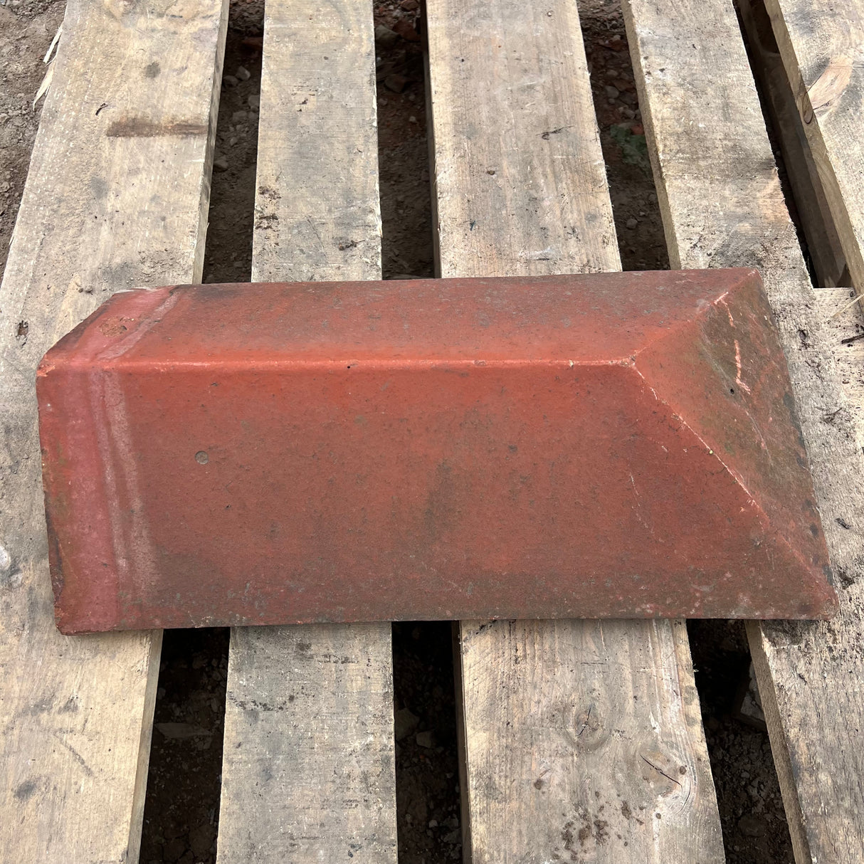 Reclaimed Red Triangle Roof Ridge Tile Cap End - 105 Degree