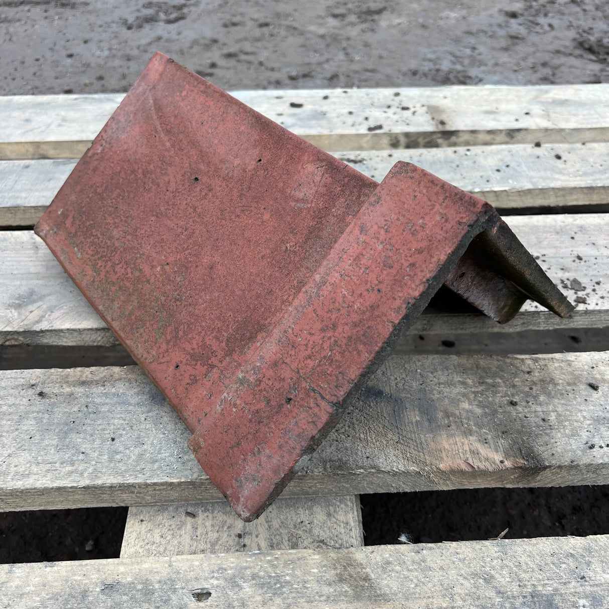 Reclaimed Red Triangle 12" Clay Roof Ridge Tile - 90 Degree