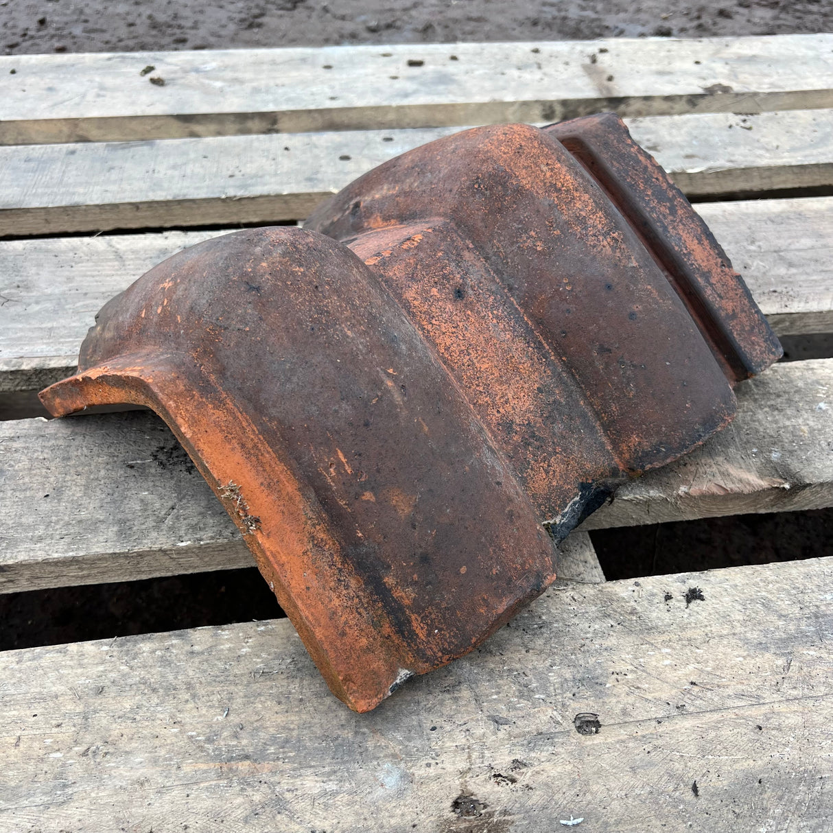 Reclaimed Orange Clay Roof Ridge Tiles - 110 Degree