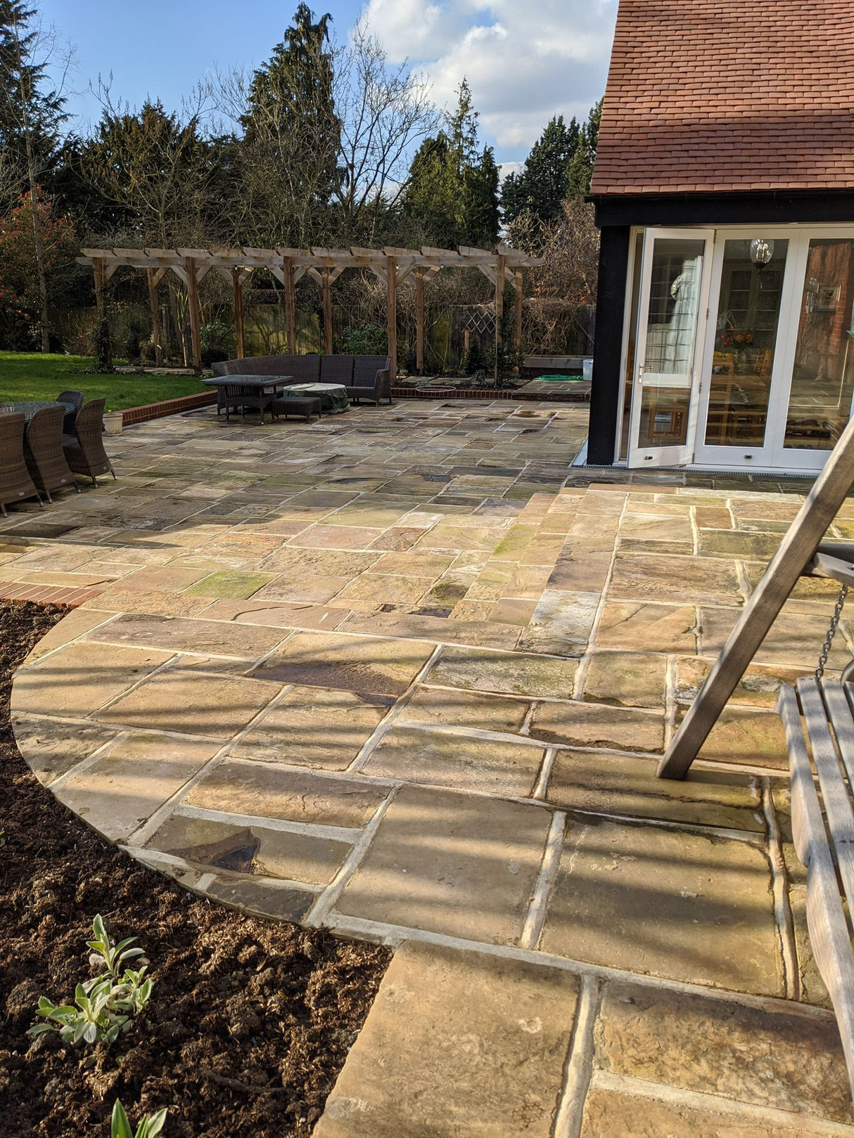 Reclaimed Yorkshire Stone Paving Patio in London