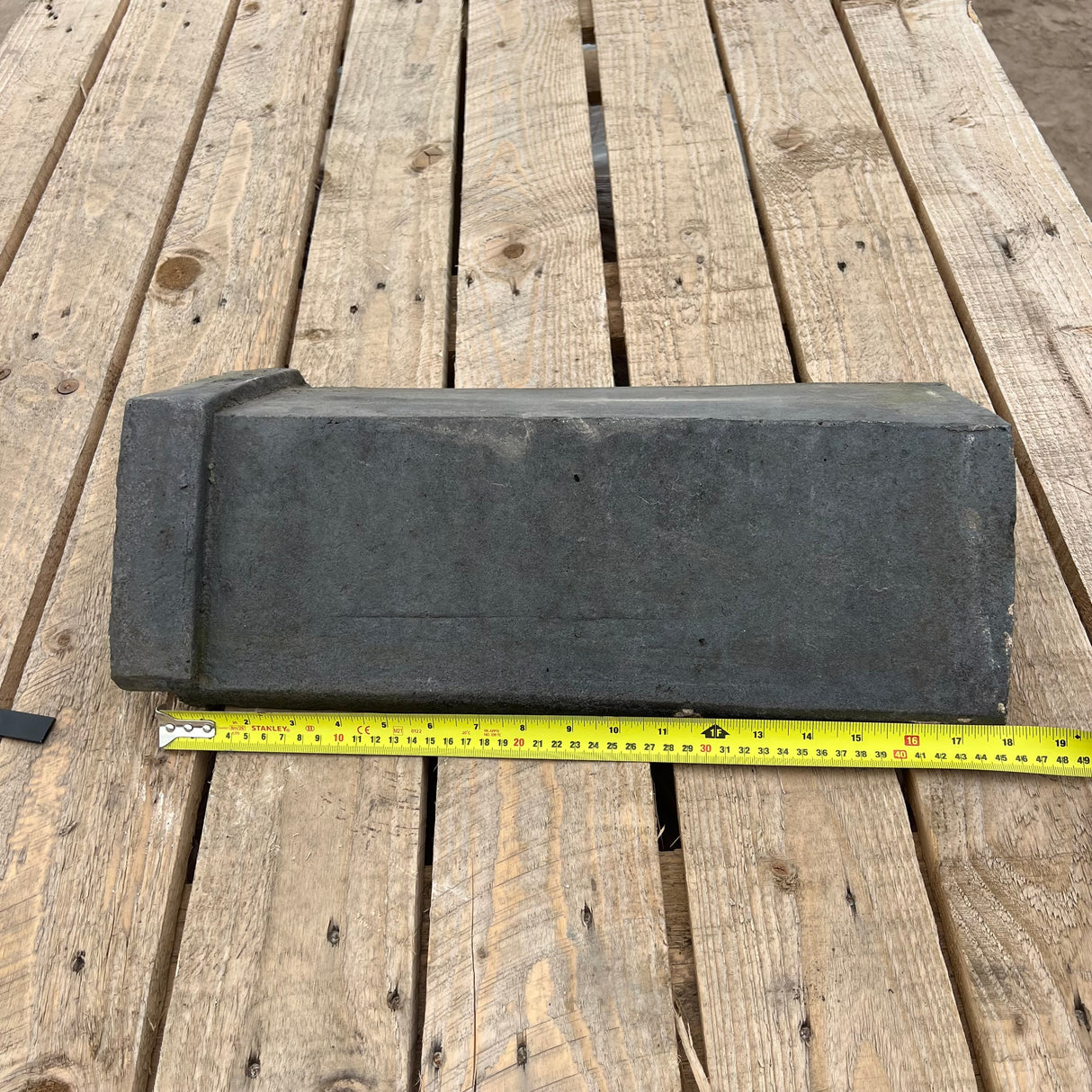 Reclaimed Staffordshire Blue 18" x 10" Triangle Clay Capped Ridge Tile - 115 Degree