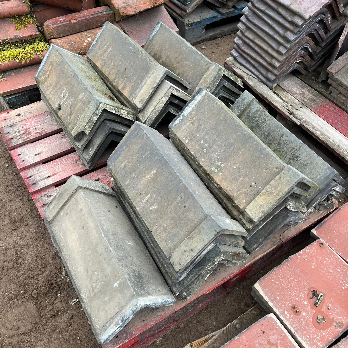 Reclaimed Blue Triangle 18" Clay Roof Ridge Tile - 90 Degree