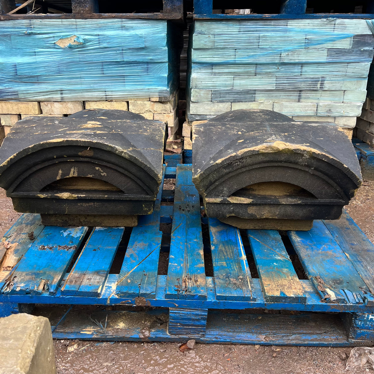 Reclaimed Stone Pier Cap Pair