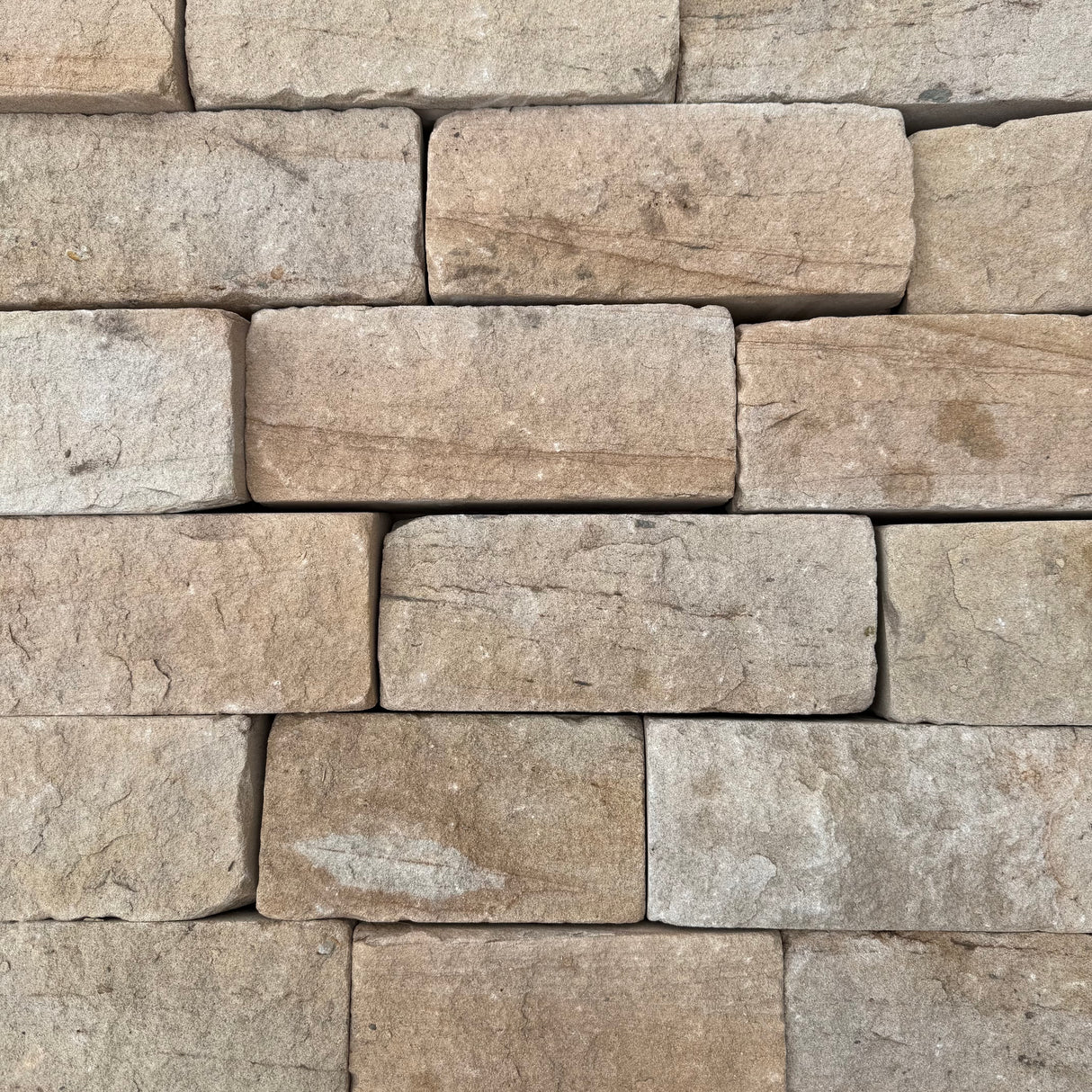 140mm Britannia Buff Tumbled Sandstone Building Stone - Per SQM