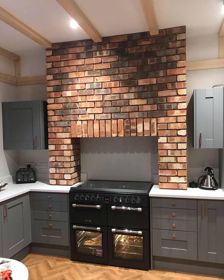 Brick Slip Kitchen Feature Wall in Glasgow