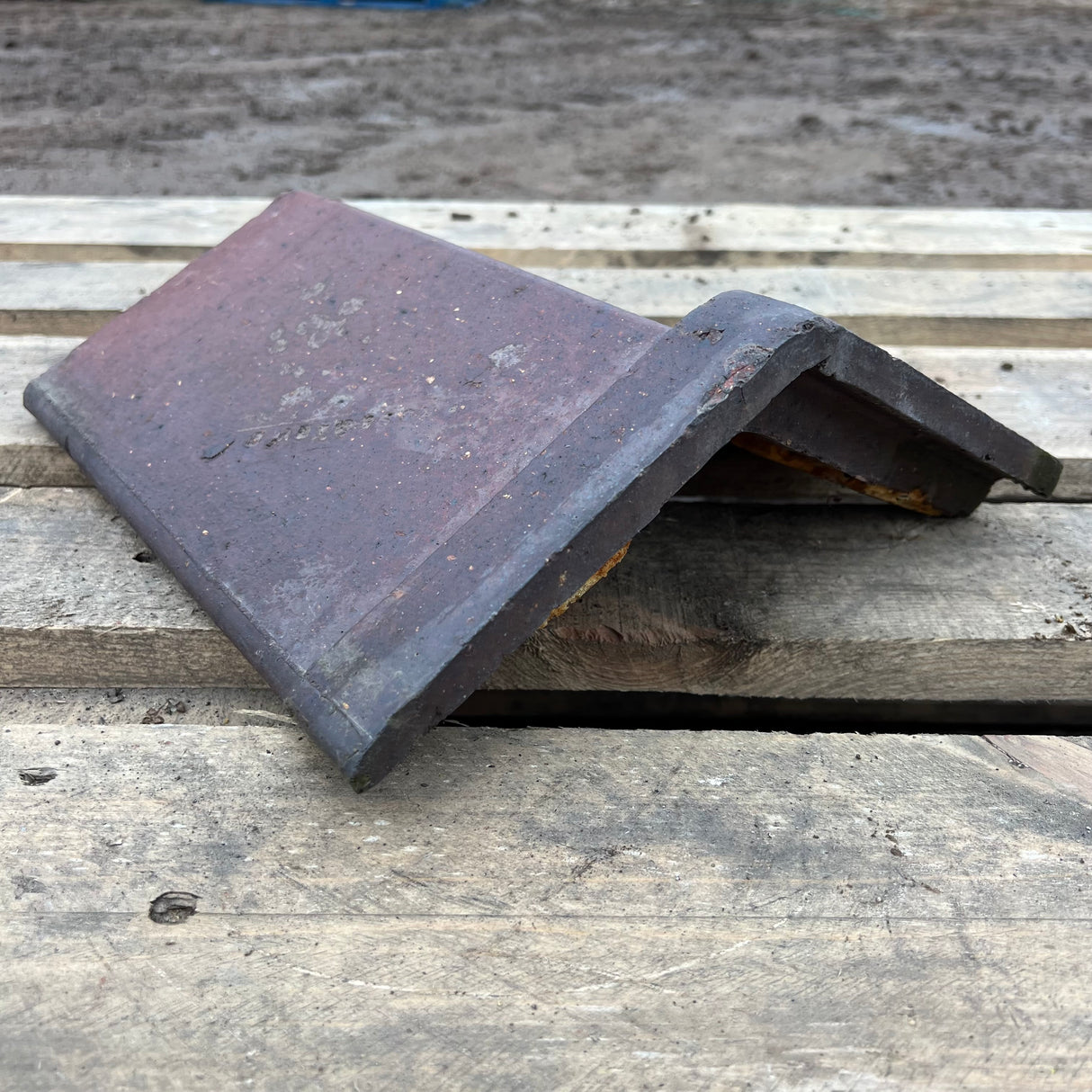 Reclaimed Brindle Blue 12" Triangle Clay Roof Ridge Tile - 125 Degree