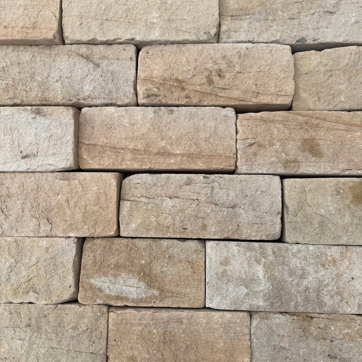 140mm Britannia Buff Tumbled Sandstone Building Stone - Per SQM