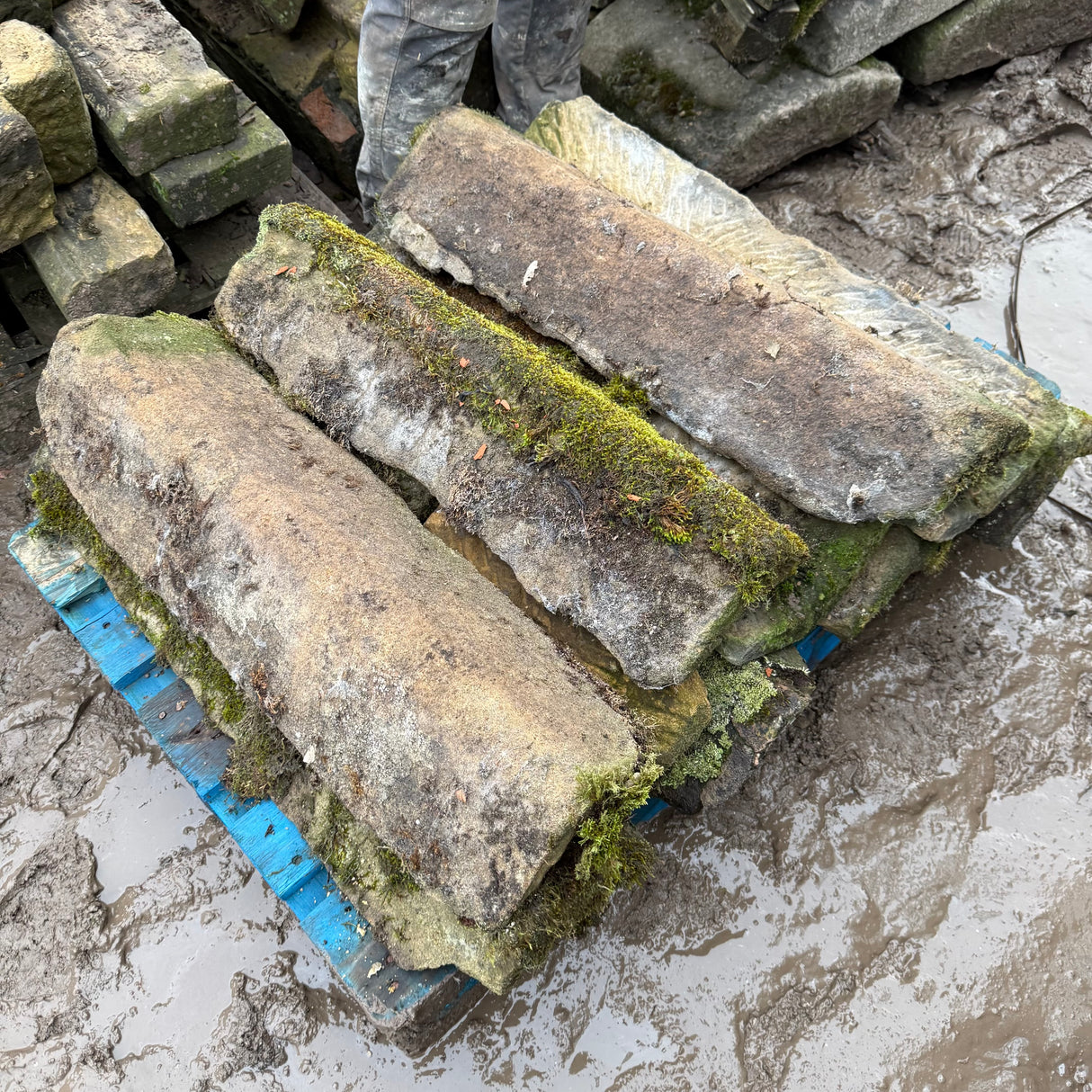 Reclaimed Yorkshire Stone Roof Ridge Tiles - Job Lot