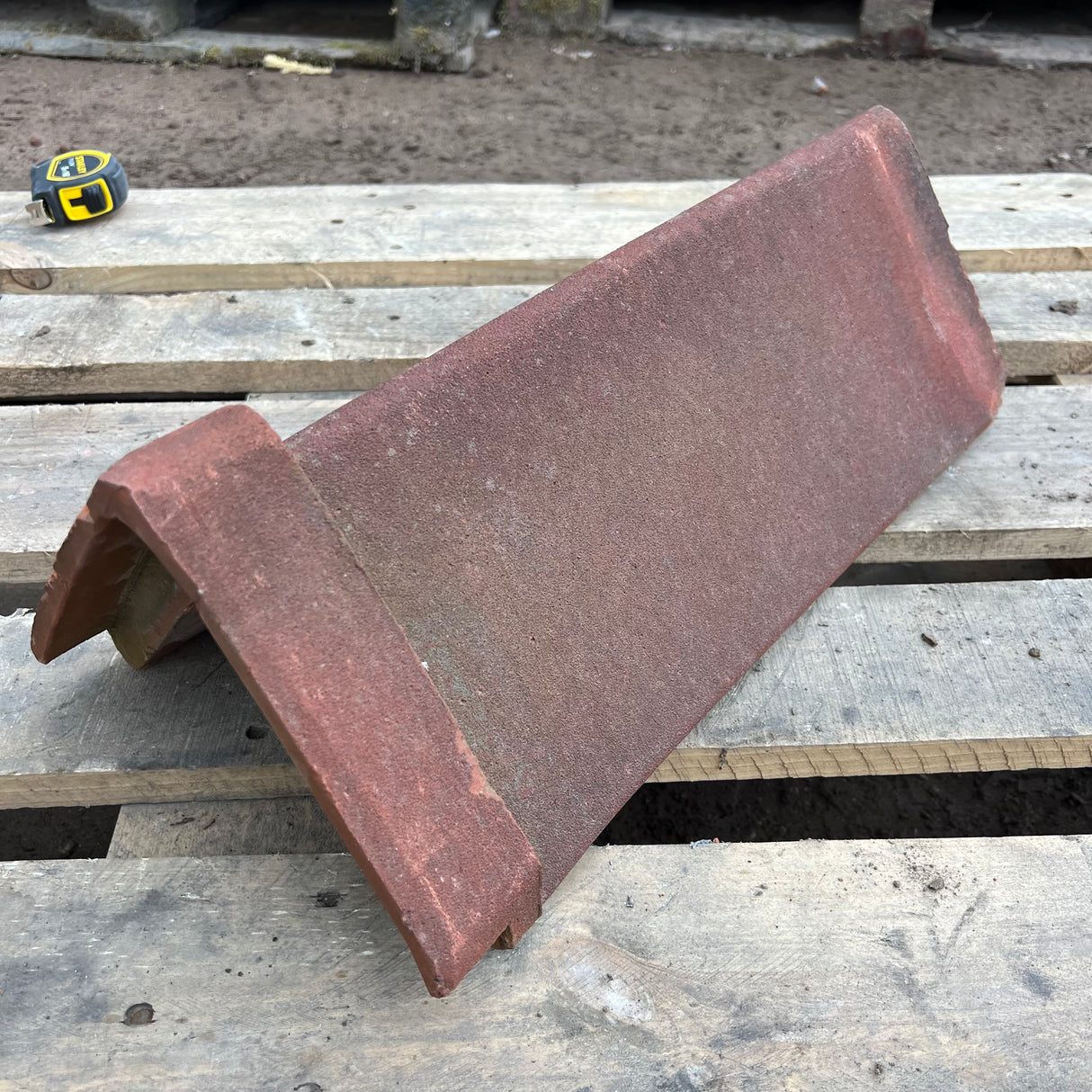Reclaimed Terracotta Red Triangle Capped Roof Ridge Tile - 85 Degree