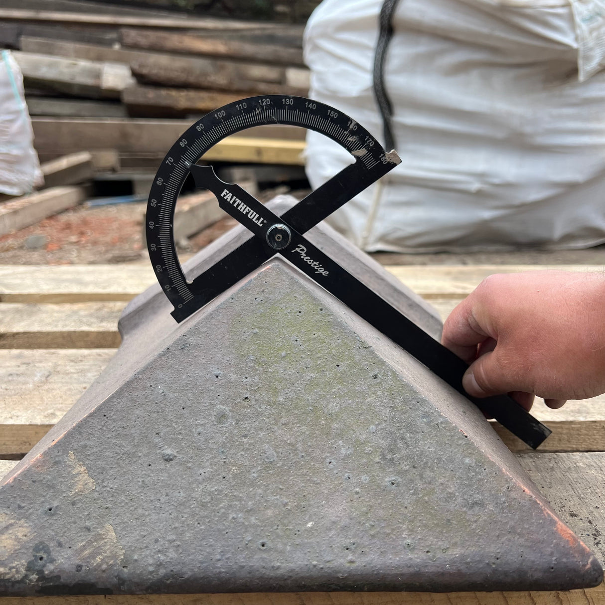 Reclaimed Staffordshire Blue Triangle Roof Ridge Tile Cap End - 105 Degree