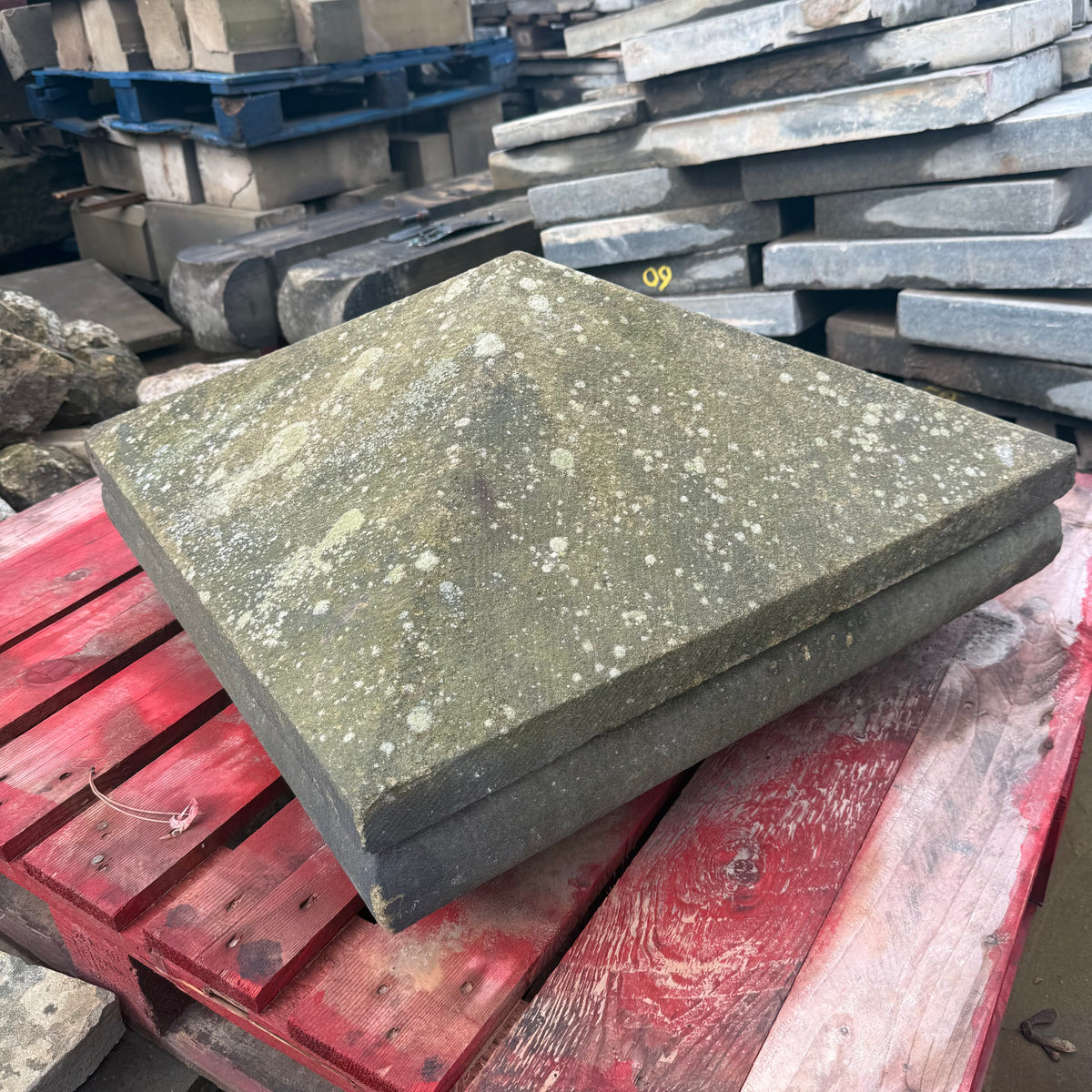 Reclaimed Stone Pillar Caps - Set of 2