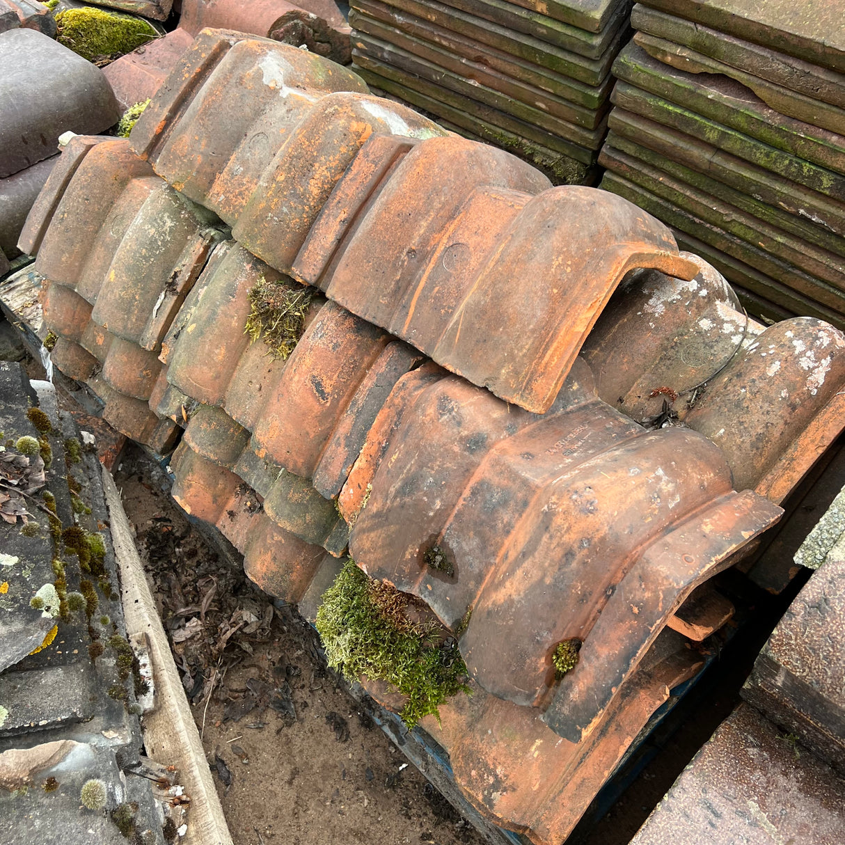 Reclaimed Orange Clay Roof Ridge Tiles - 110 Degree