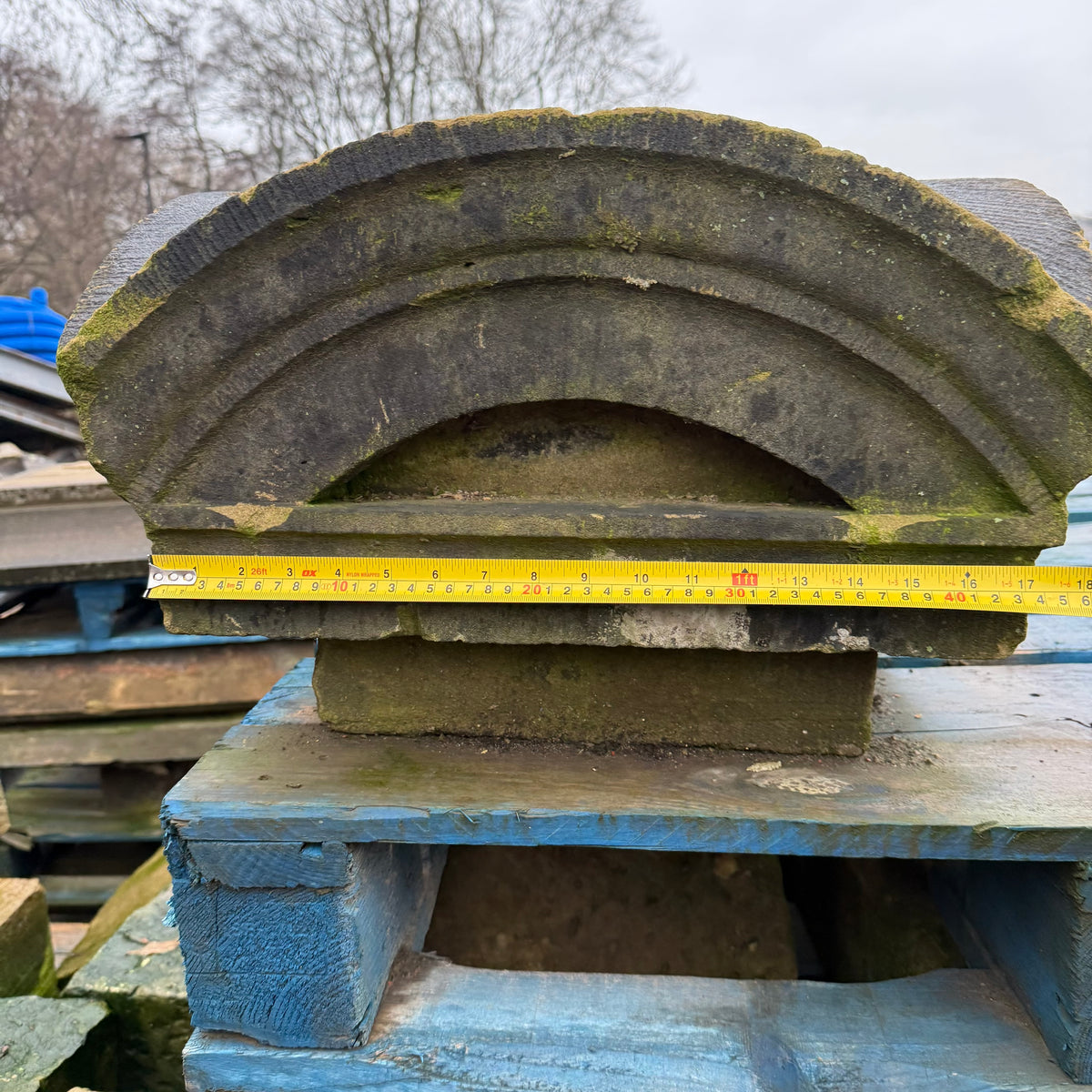 Reclaimed Stone Pillar Caps - Pair