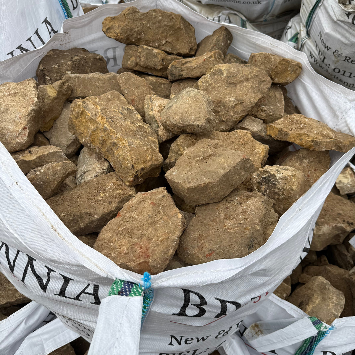 Reclaimed Cream Limestone Walling Stone - Per Bag