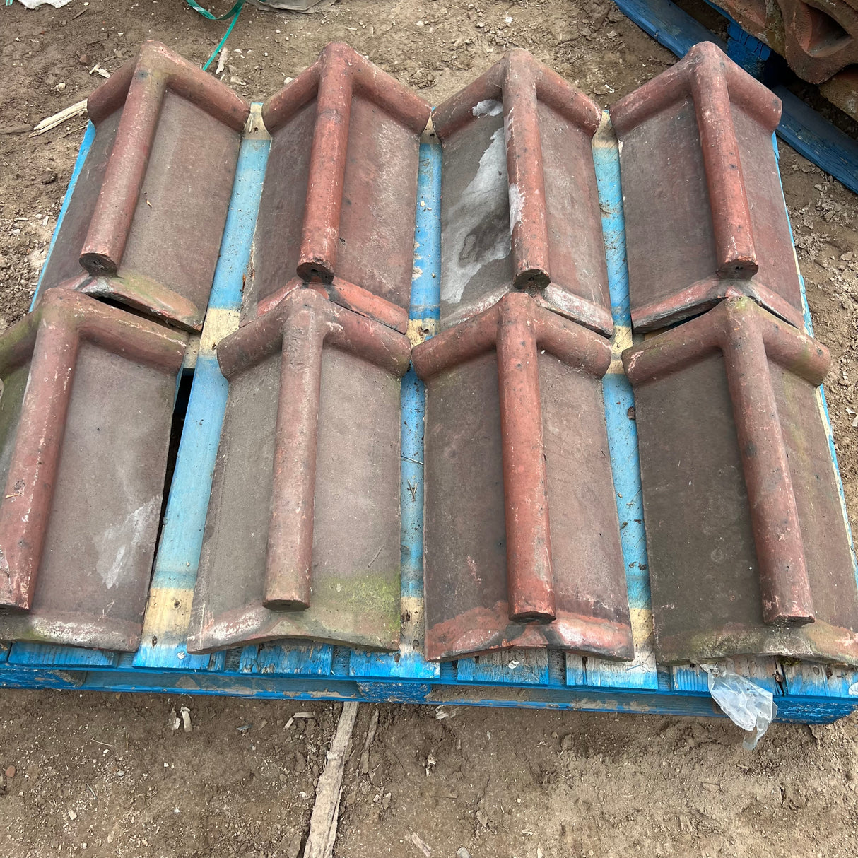 Reclaimed Red Roll Top Capped Ridge Tiles 105 Degree - Job Lot of 8
