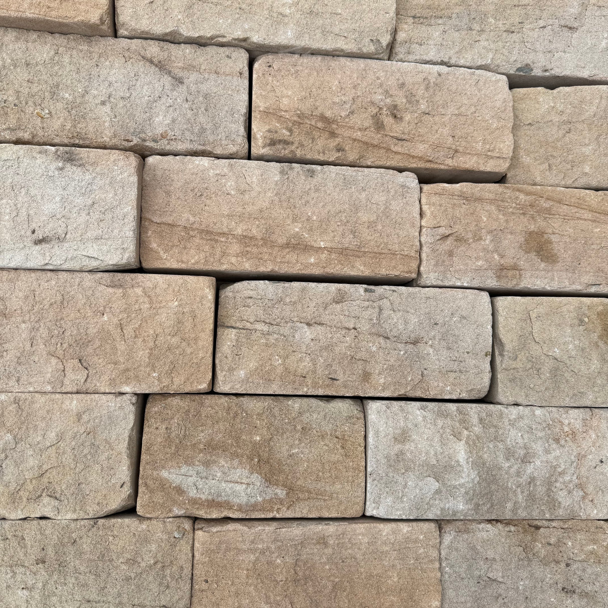 140mm Britannia Buff Tumbled Sandstone Building Stone - Per SQM