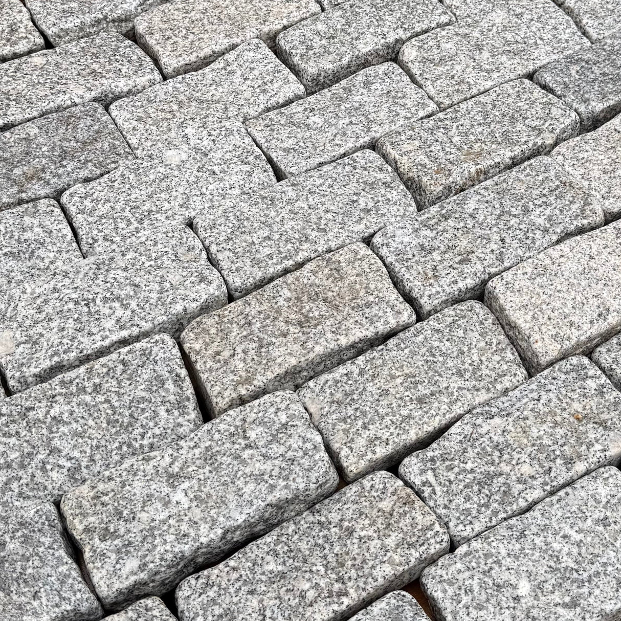 Silver Tumbled Granite Cobble Setts - 200mm x 100mm - Per SQM