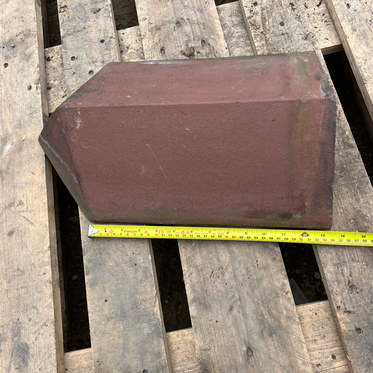 Reclaimed Red Triangle Roof Ridge Tile Cap End - 115 Degrees