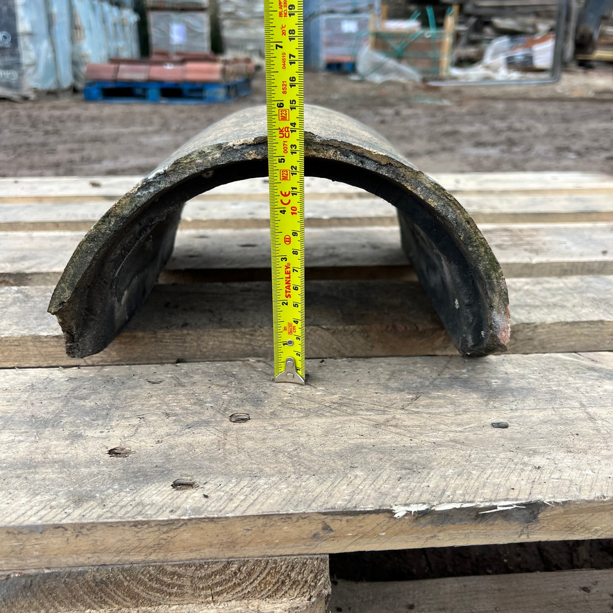 Reclaimed Buff Half Round Clay Roof Ridge Tile