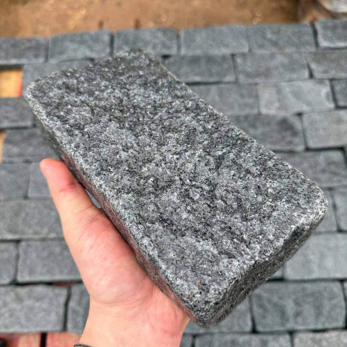 Black Tumbled Granite Cobble Setts - 200mm x 100mm - Per SQM