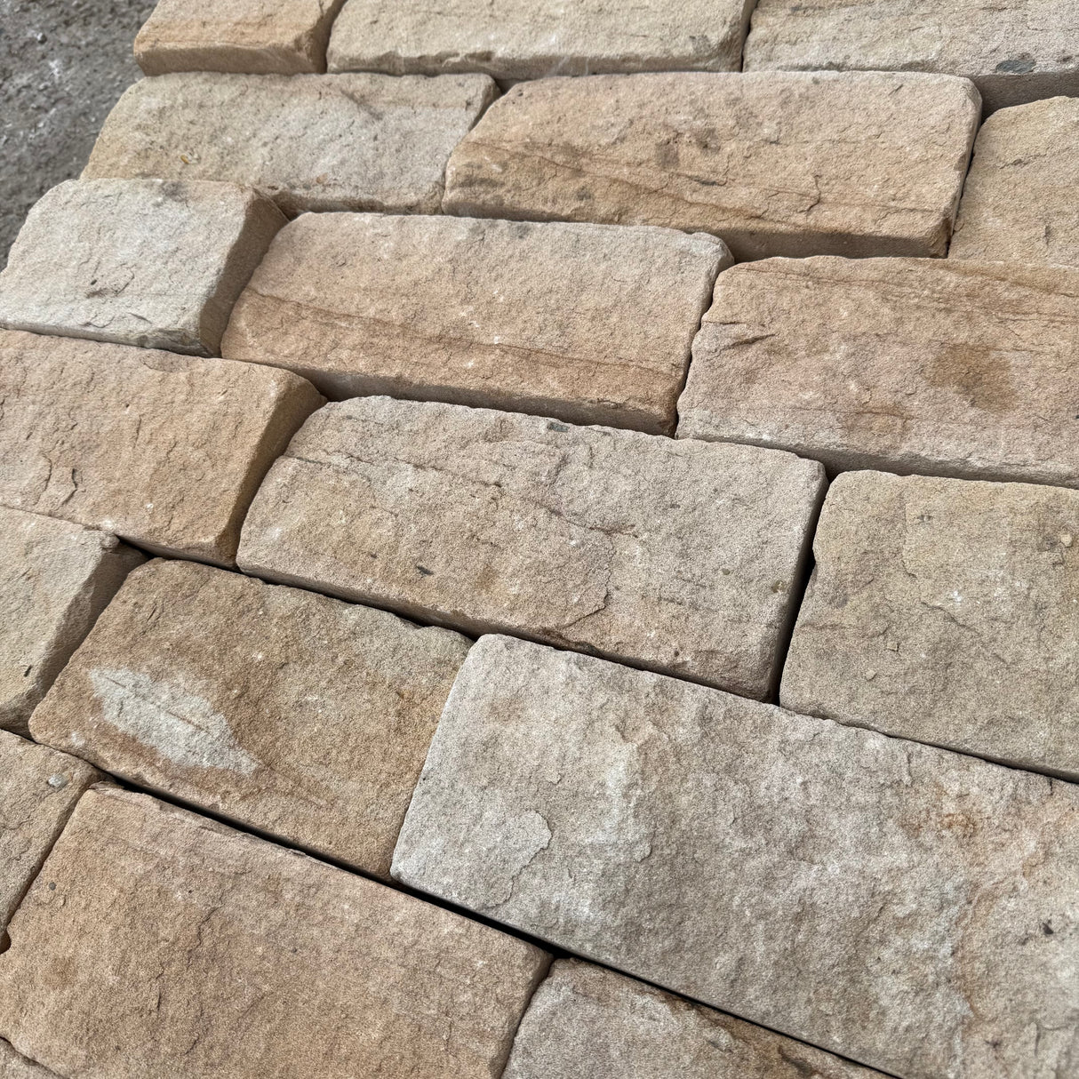 140mm Britannia Buff Tumbled Sandstone Building Stone - Per SQM