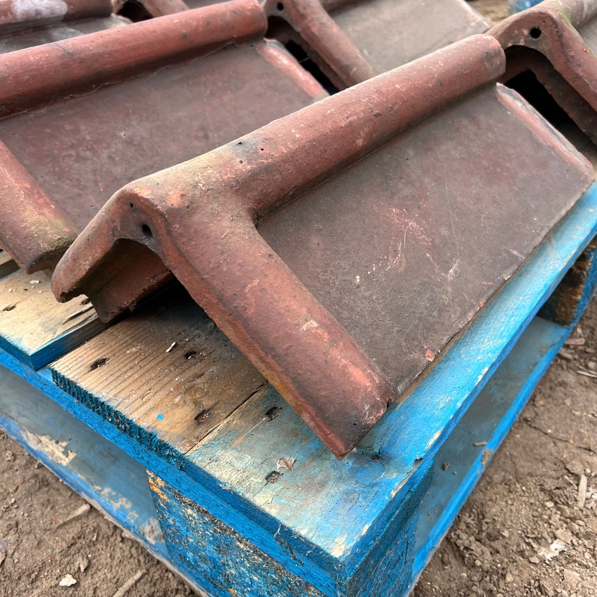 Reclaimed Red Roll Top Capped Ridge Tiles 105 Degree - Job Lot of 8