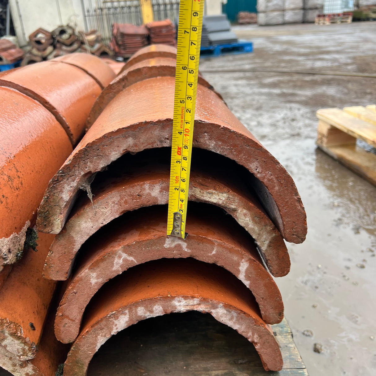 Reclaimed Orange Half Moon Roof Ridge Tiles - Job Lot