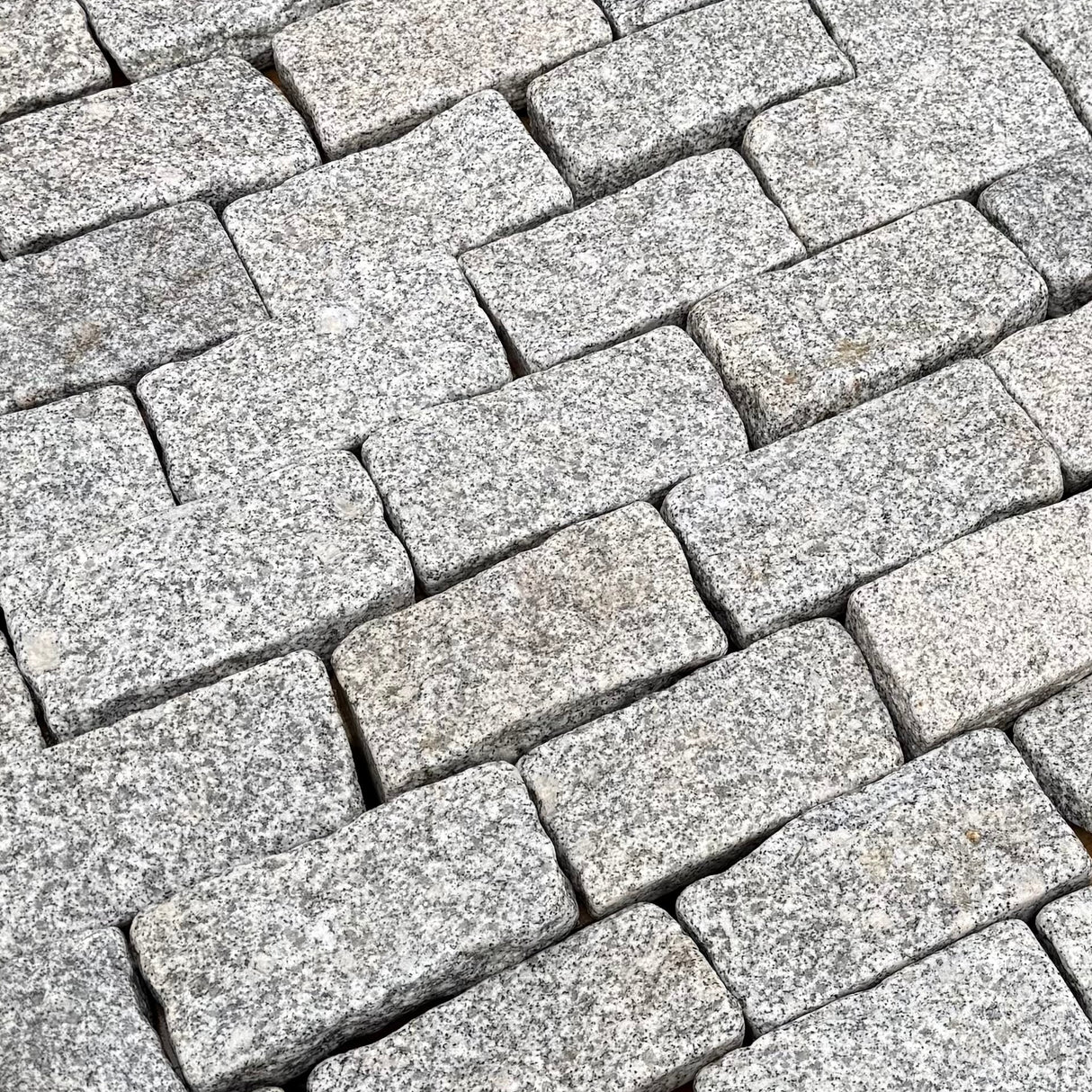 Silver Tumbled Granite Cobble Setts - 200mm x 100mm - Per SQM