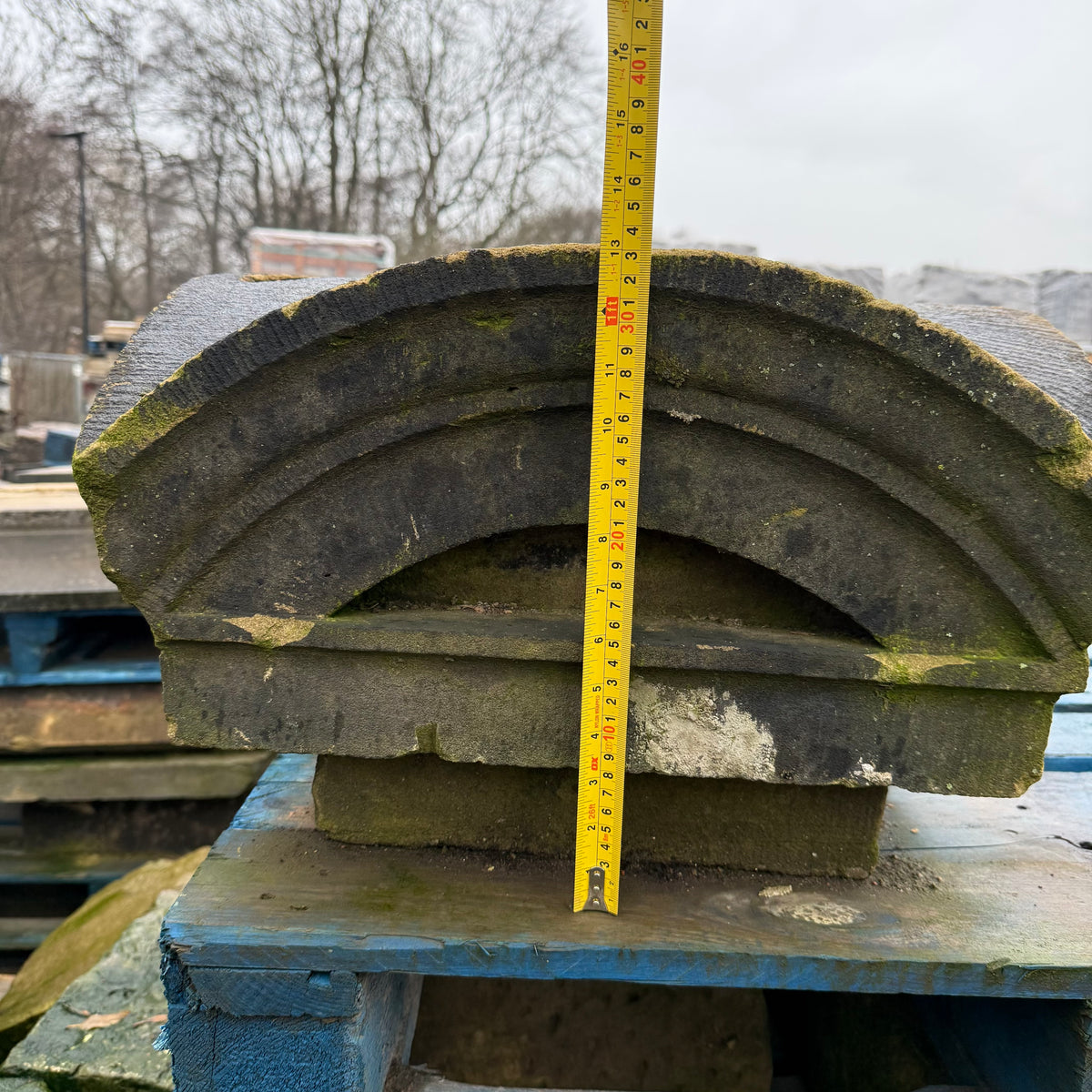 Reclaimed Stone Pillar Caps - Pair