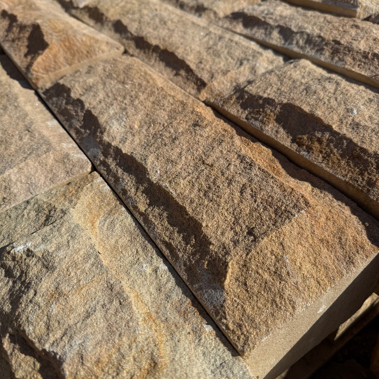140mm Pitched Face Sandstone Building Stone - Per SQM
