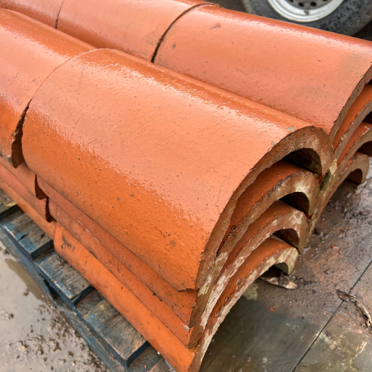 Reclaimed Orange Half Moon Roof Ridge Tiles - Job Lot
