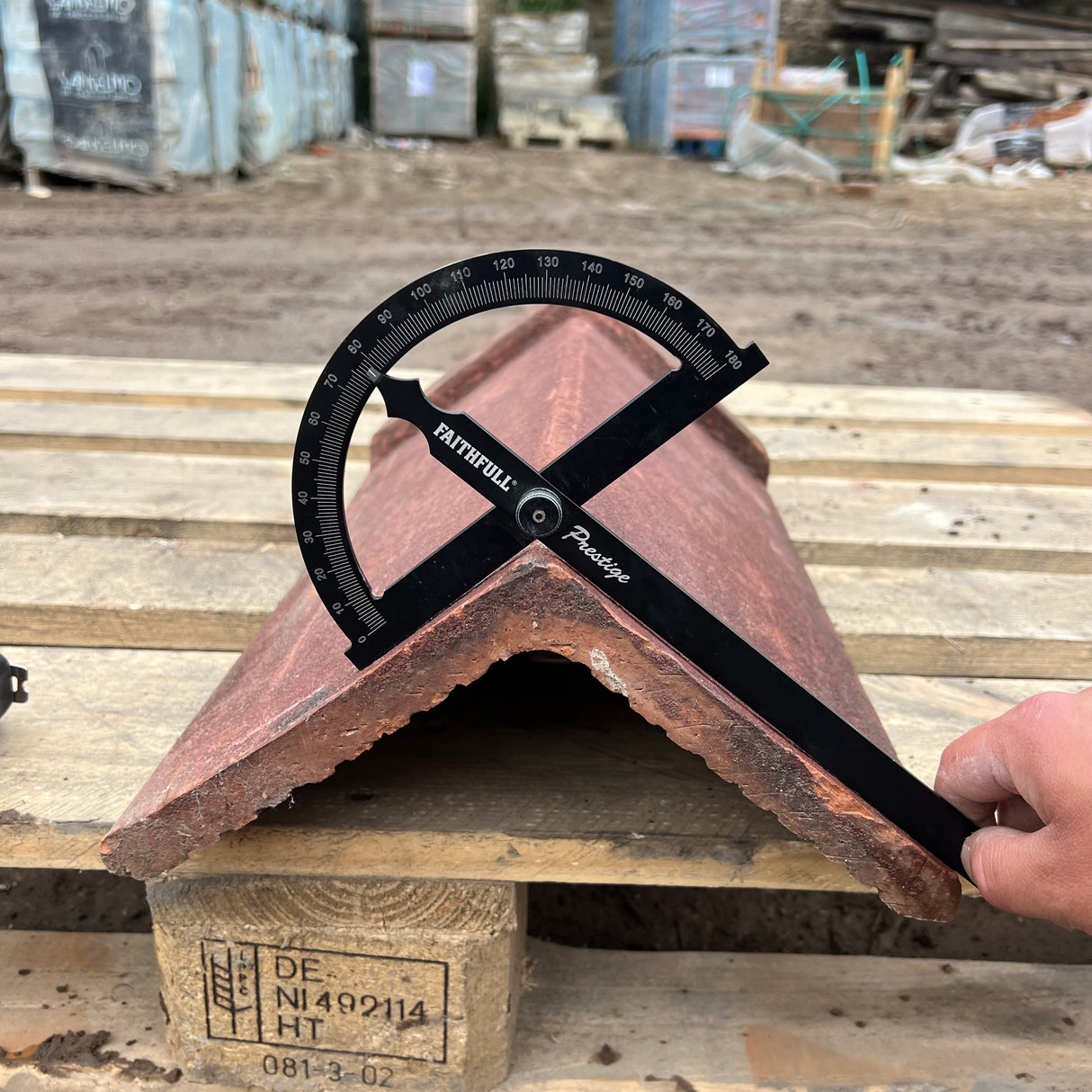 Reclaimed 18" Red Triangle Capped Clay Roof Ridge Tile - 100 Degree