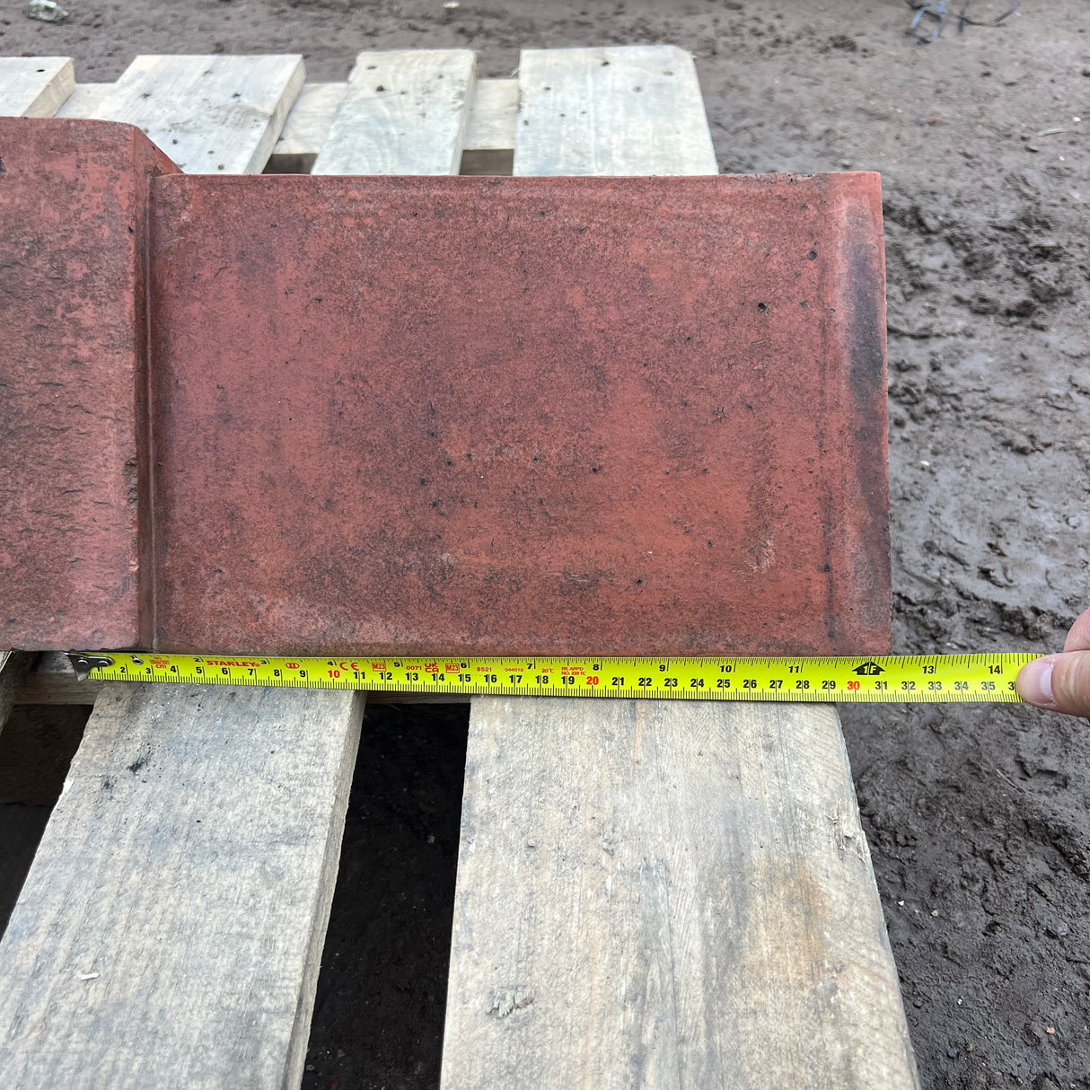 Reclaimed Red Triangle 12" Clay Roof Ridge Tile - 90 Degree
